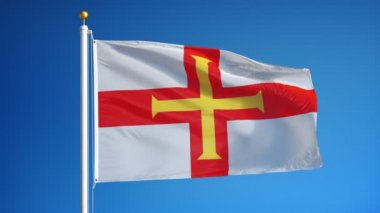 Guernsey bayrağı yavaş çekimde sorunsuz alfa ile döngülü