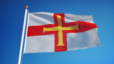 Guernsey bayrağı yavaş çekimde sorunsuz alfa ile döngülü