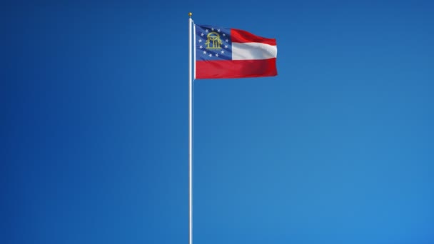 Georgia (u.s. state) flagge in zeitlupe nahtlos mit alpha — Stockvideo