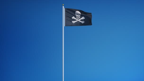 Pirátská vlajka v pomalém pohybu bez problémů s alfa — Stock video