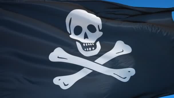 Pirátská vlajka v pomalém pohybu bez problémů s alfa — Stock video