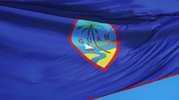 Bandera de Guam en cámara lenta perfectamente en bucle con alfa — Vídeo de stock