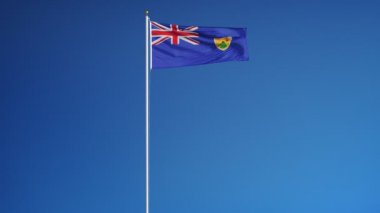Yavaş çekimde Turks ve Caicos Adaları bayrağı sorunsuz alfa ile döngülü