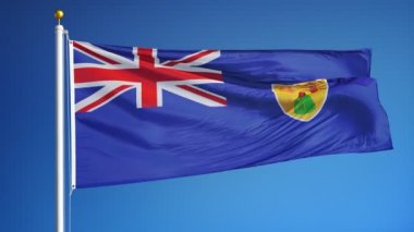 Yavaş çekimde Turks ve Caicos Adaları bayrağı sorunsuz alfa ile döngülü