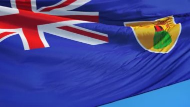 Yavaş çekimde Turks ve Caicos Adaları bayrağı sorunsuz alfa ile döngülü