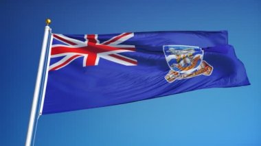 Yavaş çekimde Falkland Adaları bayrağı sorunsuz alfa ile döngülü