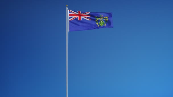 Pitcairn Islands bandeira em câmera lenta perfeitamente looped com alfa — Vídeo de Stock