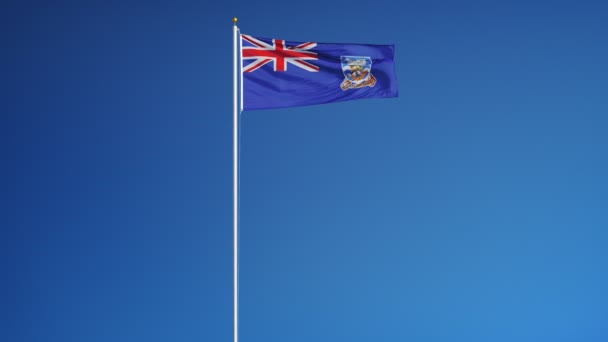 Falkland-szigetek zászlót lassítva zökkenőmentesen végtelenített alfa — Stock videók