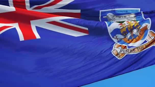 Bandera de las Islas Malvinas en cámara lenta perfectamente en bucle con alfa — Vídeo de stock