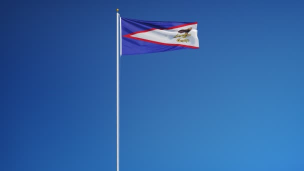 Amerikaanse Samoa vlag in slow motion naadloos lused met alpha — Stockvideo