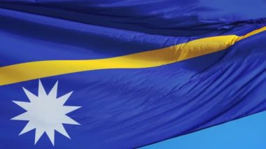 Yavaş çekimde Nauru bayrağı alfa ile sorunsuz bir şekilde döngülü
