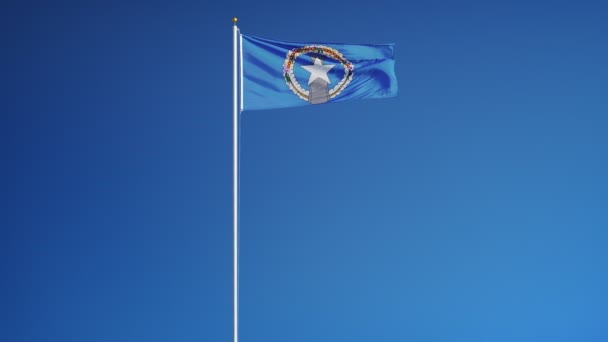 Flagge der nördlichen Marianen in Zeitlupe, nahtlos mit Alpha verbunden — Stockvideo