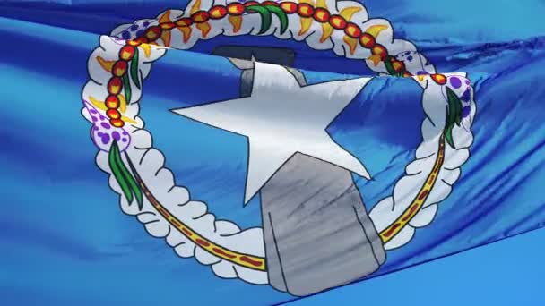 Noordelijke Marianen vlag in slow motion naadloos lused met alpha — Stockvideo