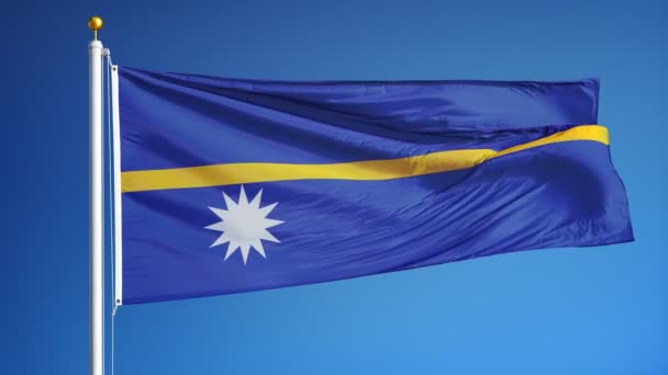 Bandera Nauru en cámara lenta en bucle sin problemas con alfa — Vídeo de stock