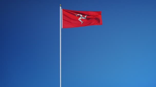 Isle of Mann flag in slow motion seamfully looped with alpha — Stok Video