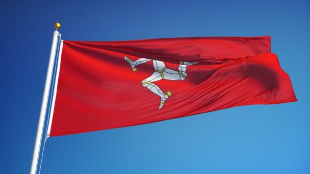 Isle of Mann lippu hidastettuna saumattomasti silmukka alfa — kuvapankkivideo