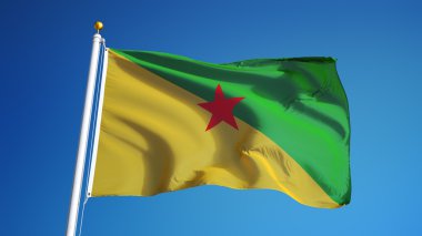 Fransız Guyanası bayrak, yol alfa kanalı saydamlık kırpma ile izole