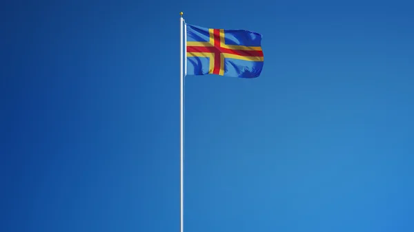 Vlag van Aland-eilanden, geïsoleerd met uitknippad alfakanaal transparantie — Stockfoto