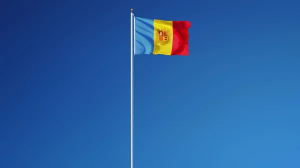 Andorra flagga, isolerad med urklippsbana alfakanal genomskinlighet — Stockfoto