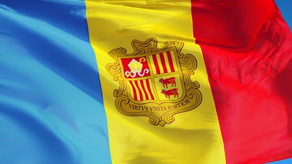 Bandeira de Andorra, isolada com transparência do canal alfa da via de recorte — Fotografia de Stock