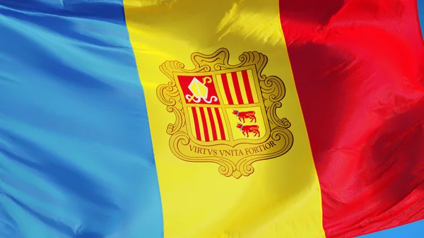 Bandeira de Andorra, isolada com transparência do canal alfa da via de recorte — Fotografia de Stock