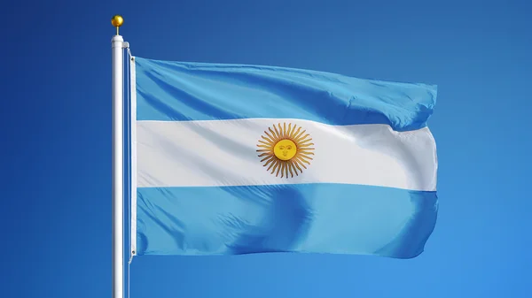 Bandera Argentina, aislada con ruta de recorte transparencia canal alfa — Foto de Stock