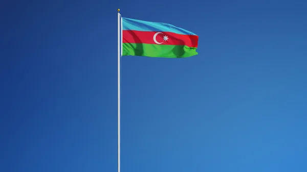 Bandera de Azerbaiyán, aislada con transparencia de canal alfa de ruta de recorte —  Fotos de Stock