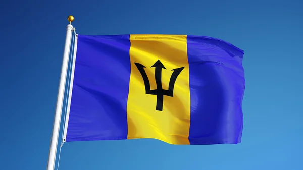 Barbados bayrağı, kırpma yolu alfa kanal saydamlığı ile izole — Stok fotoğraf