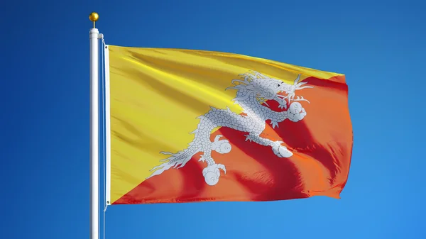 Bandera de Bután, aislada con transparencia de canal alfa de ruta de recorte —  Fotos de Stock