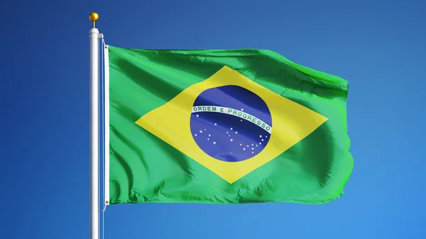 Bandera de Brasil, aislada con transparencia de canal alfa de ruta de recorte — Foto de Stock