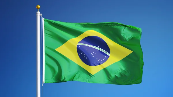 Bandera de Brasil, aislada con transparencia de canal alfa de ruta de recorte — Foto de Stock