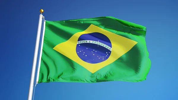 Bandeira do Brasil, isolada com transparência de canal alfa de caminho de recorte — Fotografia de Stock