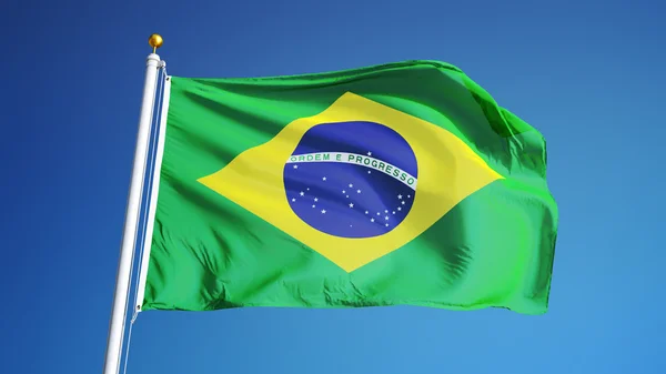 Bandera de Brasil, aislada con transparencia de canal alfa de ruta de recorte — Foto de Stock