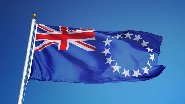 Cook-szigetek zászló, elszigetelt és nyírás kerti ösvény alfa-csatornát az átláthatóság — Stock Fotó