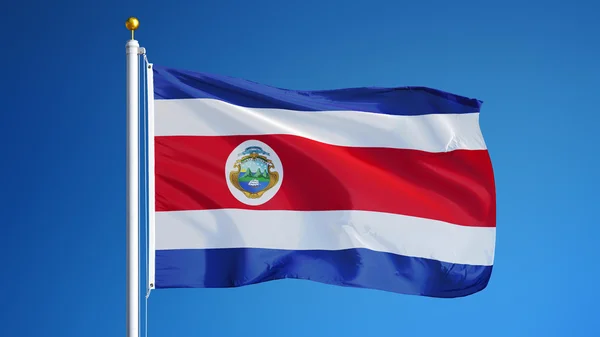 Flaga Kostaryki, na białym tle z clipping path kanał alfa przezroczystości — Zdjęcie stockowe