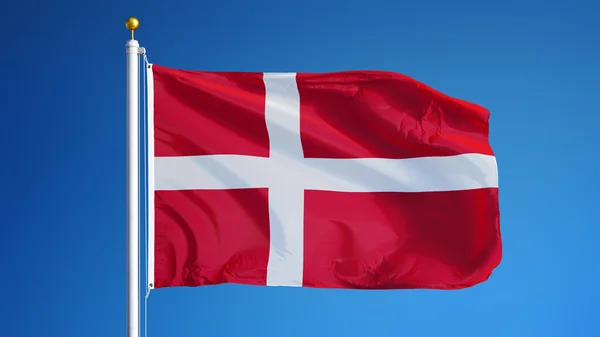 Bandera de Dinamarca, aislada con transparencia del canal alfa de la ruta de recorte —  Fotos de Stock