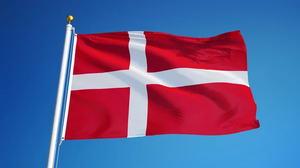 Bandera de Dinamarca, aislada con transparencia del canal alfa de la ruta de recorte —  Fotos de Stock