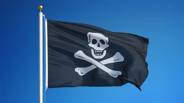 Bandeira pirata, isolada com transparência de canal alfa de caminho de recorte — Fotografia de Stock