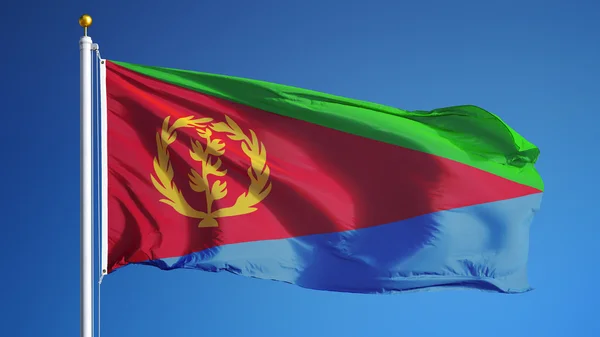 Eritre bayrağı, kırpma yolu alfa kanal saydamlığı ile izole — Stok fotoğraf