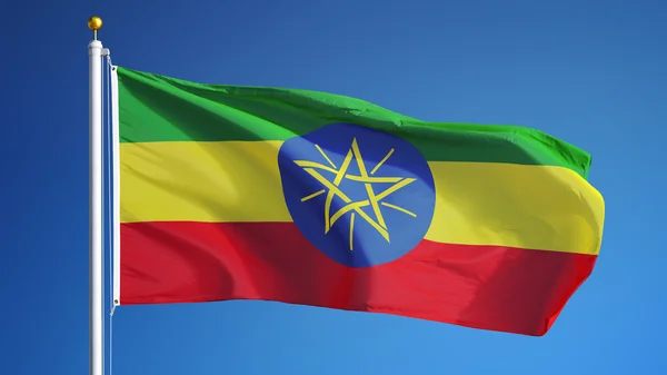 Ethiopian flag, isolated with clipping path alpha channel transparency — Stock Photo, Image