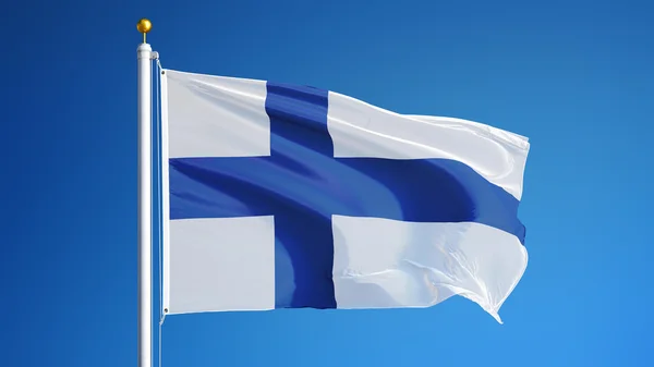 Finlandiya bayrağı, yol alfa kanalı saydamlık kırpma ile izole — Stok fotoğraf