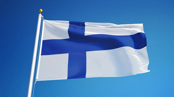 Finlandiya bayrağı, yol alfa kanalı saydamlık kırpma ile izole — Stok fotoğraf