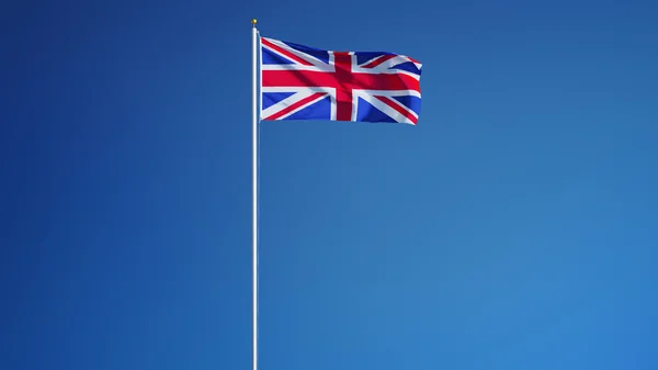 Gran bandera británica, aislada con transparencia de canal alfa de ruta de recorte — Foto de Stock