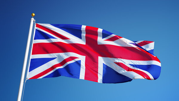 Great britain flag, isolated with clipping path alpha channel transparency