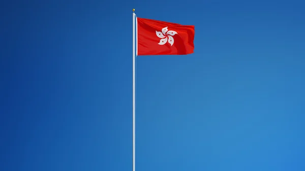 Bandera de Hong Kong, aislada con transparencia de canal alfa de ruta de recorte —  Fotos de Stock
