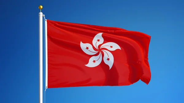 Bandera de Hong Kong, aislada con transparencia de canal alfa de ruta de recorte — Foto de Stock