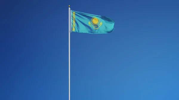 Kazahsztán zászló, elszigetelt és nyírás kerti ösvény alfa-csatornát az átláthatóság — Stock Fotó