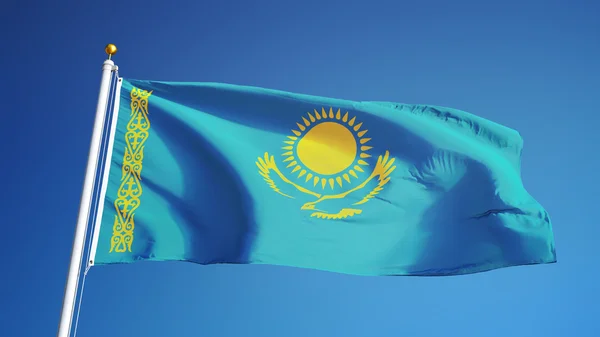 Флаг Казахстана, изолированный с обрезкой пути альфа-канала прозрачности — стоковое фото
