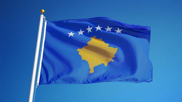 Bandera de Kosovo, aislada con transparencia del canal alfa de la ruta de recorte —  Fotos de Stock