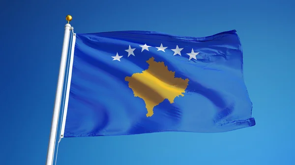 Bandeira do Kosovo, isolada com transparência do canal alfa do caminho de recorte — Fotografia de Stock